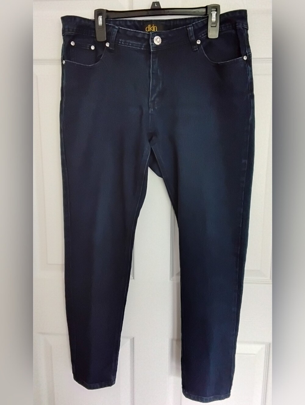 Womens Dkin Dark Blue Jeans - Classic Straight Fit
